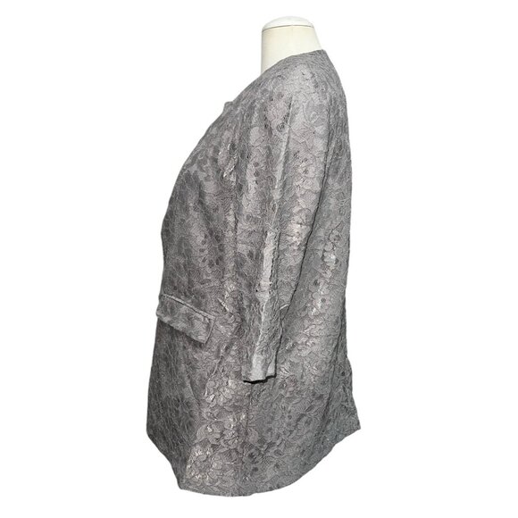 Chico's Lace Jacket Open Front Pockets Round Neck 3/4 Sleeve Cardigan Sz Medium - Picture 12 of 16